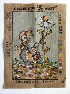 D'Art Gardening Koala with Daisy Series Cross Stitch Stamped Fabric 11x14  - Picture 1 of 5