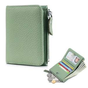 Portafoglio donna pochette pelle RFID portafoglio corto porta carte di credito zip borsetta - Foto 1 di 23