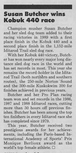 Print article 1989 Musher Susan Butcher Win Kobuk 440-Iditarod-Sled Dog Race 2X4 - Picture 1 of 1