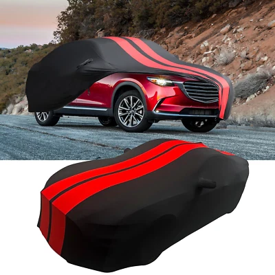 For Mazda CX-8  CX-9 Satin Stretch Indoor Car Cover Stretch Black/Red Foto 1 de 4