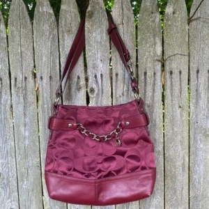 Coach Ledertasche weinrot rot Signature C Canvas - Bild 1 von 12