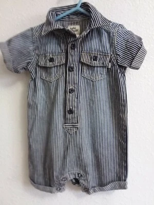 Baby B`gosh Boy Romper  denim striped sz 6 months - Image 1 of 4