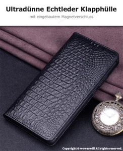 Funda plegable de cuero genuino resistente de cuero de vaca Flipcase magnética para móvil HUAWEI - Imagen 1 de 22