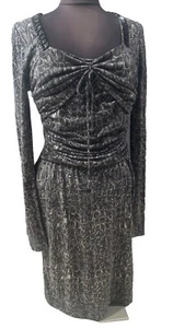 Nuevo Vestido Midi Blumarine Gris Lana Estampado Reptil Manga Larga I48 D40 Italia - Imagen 1 de 8