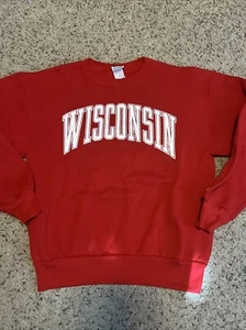 Vintage Wisconsin Sweatshirt Medium Red 80S Badgers College Bike USA - Picture 1 of 2