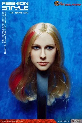 1/6 WOLFKING WK89024D European Girl Avril Lavigne Blonde Hair Head Sculpt Carved Cover