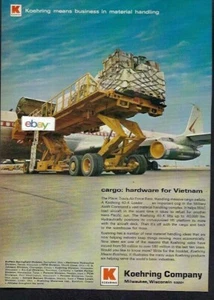 WORLD AIRWAYS 1971 TRAVIS AFB NACH VIETNAM B707 FREIGHTER KOEHRING CO LOADER AD - Bild 1 von 1