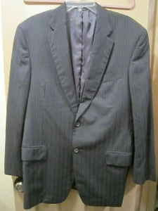 SZ 42R JR CUSTOM MENS GRAY STRIPED 2 BUTTON SUIT JACKET SPORT COAT BLAZER, GUC - Picture 1 of 8