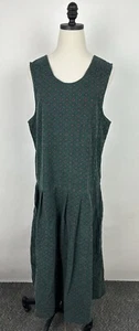 Maxi Vestido Vintage Años 80 90 Pana M/L Cintura Caída Bosque Verde Cachemira Modesto - Imagen 1 de 13