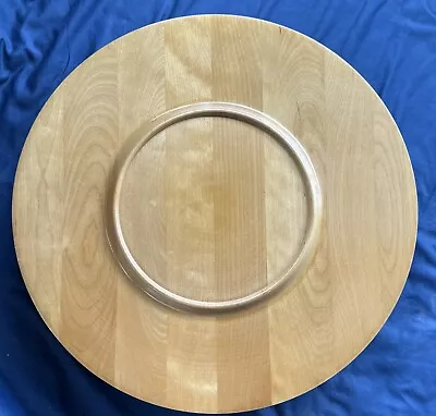 Vintage G H Specialty Co.  Pedestal de madera de 20 pulgadas Lazy Susan con fondo de fieltro Foto 1 de 4