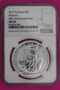 2017 MS 69 Great Britain £2 Britannia 20th Anniversary Privy NGC Graded  1167 - Picture 1 of 3
