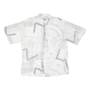 Camisa De Colección Para Hombre Blanca Viscosa Años 90 Patrón Loco XL - Imagen 1 de 6