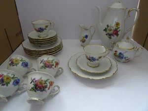 Hutschenreuther Bunte Blume Modell Drache Kaffeeservice 6 Personen 21 Teile - Bild 1 von 12