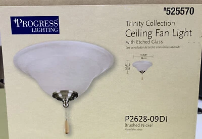 Ventilador de teto Progress Lighting Bravo 3 luzes níquel escovado P2628 - Imagem 1 de 4