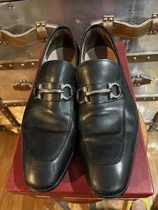 Salvatore Ferragamo Horse Bit Loafer US 9.5 Black Benford Leather Calf 0694853 - Picture 1 of 11