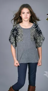Over the Top von Sara Sara Tween Mädchen Summer Top Taschentuch Druck grau weiß Gr. 16 - Bild 1 von 1