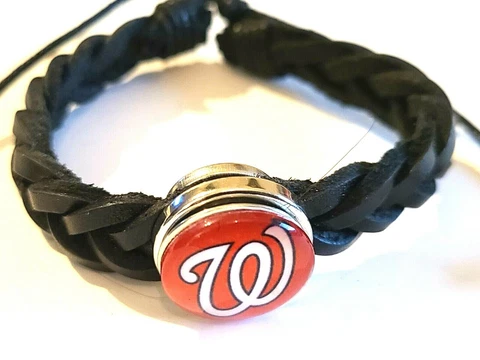 Washington Nationals MLB Snap Bracelet  w Snap or Snap only. Fits Ginger snaps Cover