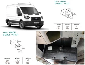 Ford Transit MK8 L3 & L4 2014+ 73L Fresh 41L Waste Water Tank Kit BLACK Filler - Picture 1 of 2