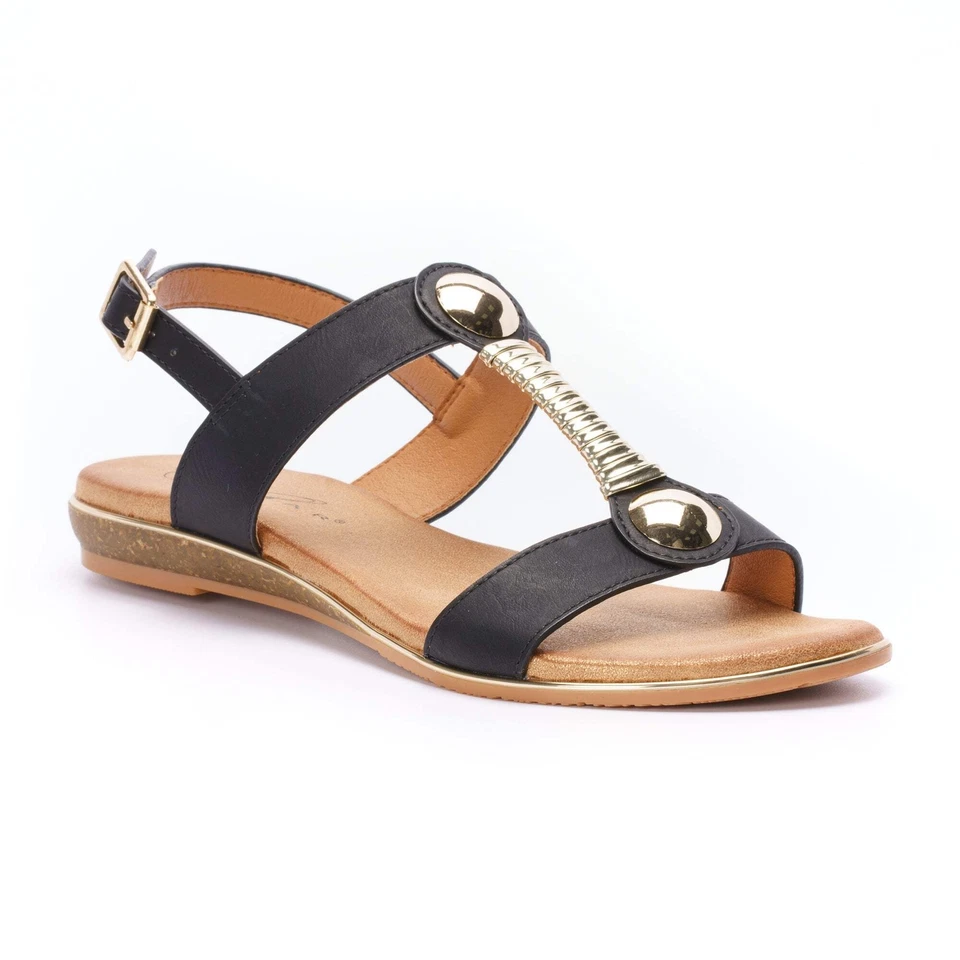 Lunar Renoir JLH276 Ladies Black Buckle Sandals - Image 1 of 1