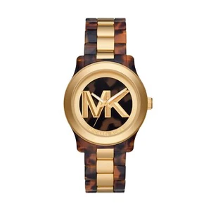 Orologio Donna MICHAEL KORS RUNWAY MK7354 Acciaio Resina Gold Dorato Maculato - Foto 1 di 3
