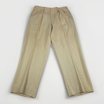 Vtg Polo Ralph Lauren Dress Pants Mens 33x29  Yellow Pleated Khakis Chinos READ - Image 1 of 4