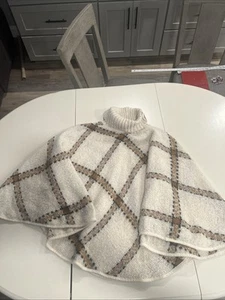 Versona Poncho Pullover Maglione Donna Taglia Unica Avvolgente Mantello Scollo Tartaruga Marrone e Marrone - Foto 1 di 5