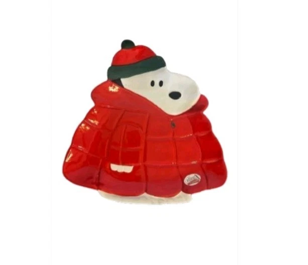 Abrigo acolchado rojo Peanuts Snoopy Woodstock plato coleccionable de vacaciones Foto 1 de 1