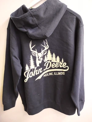 John Deere Midweight Fleece Hoodie Sweatshirt, 13022614, NWT, Navy 4 sizes - Image 1 of 2