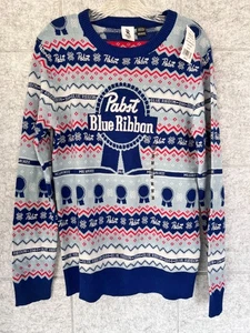 Maglione Pabst Blu Nastro Birra Uomo Medio Brutto Natale Misto Cotone NUOVO - Foto 1 di 4