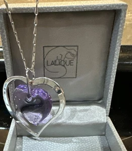 LALIQUE Corazón Plata Collar Colgante Cristal Plata de Ley Accesorio E987 - Imagen 1 de 8