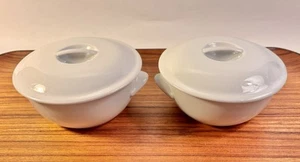 Pair of Pillivuyt 5" Covered Baking Casserole Dishes With Lid France White - Picture 1 of 15
