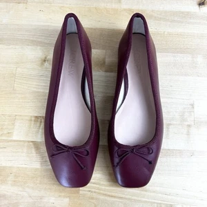 J. Crew Quinn Ballerinas eckige Zehenpartie burgunderrot Leder Schleife Schuhe BX873 Größe 6 - Bild 1 von 11