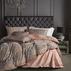 Gold Duvet Cover Set,5 PCS Medallion Paisley Print Comforter Cover Set,Bohemi... - Picture 1 of 6