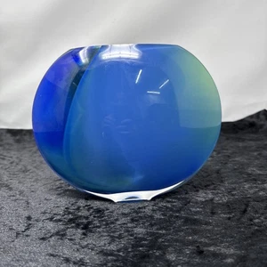 Vaso C570 Peill & Putzler stile Murano design cristallo al piombo vintage blu verde - Foto 1 di 11