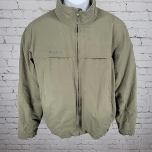 Columbia Green Khaki Mesh Lined Zipped Pockets Windbreaker Jacket Size Medium M - Picture 1 of 21
