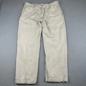 Caribbean Pants Mens Fits 36x29 Beige Linen Blend Ivory Beach Chino Trouser - Picture 1 of 14