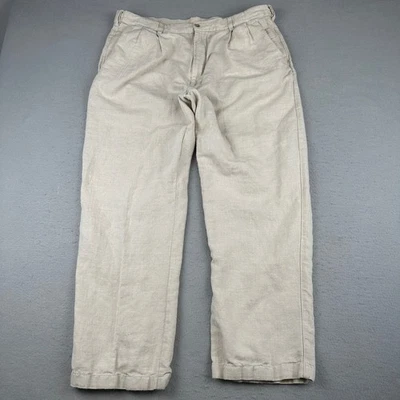Caribbean Pants Mens Fits 36x29 Beige Linen Blend Ivory Beach Chino Trouser - Image 1 of 4