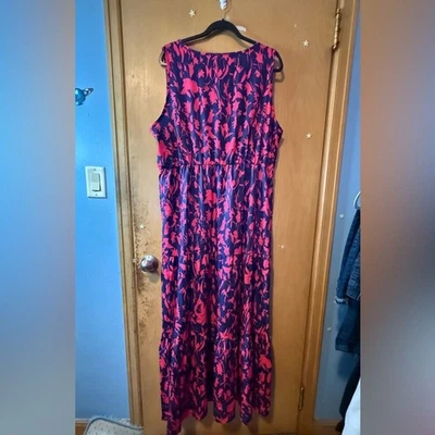 Floral Sleeveless Maxi Dress - Pink and Blue size XXL br 100% polyester - Image 1 of 3