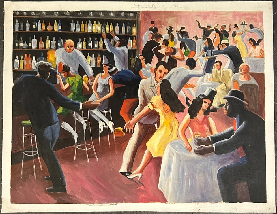 Reproducción pintada a mano de "Vida nocturna" sobre papel lienzo 27x35. Foto 1 de 1