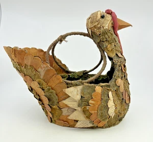 Vintage Hühner Truthahnschwanz Volkskunst Pilz primitiv Eierkorb Bauernhaus - Bild 1 von 24