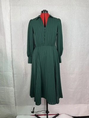 ModCloth Green A Line Dress Size 6 Striped Boho Cottagecore Cottage C160 - Image 1 of 4