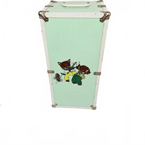 Vintage 50er-60er Jahre Puppentruhe Metall Kleiderschrank Koffer meerschaum grün - Bild 1 von 8