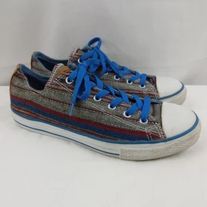 Converse Multicolor Striped Canvas Shoes Low Top Junior Mens 6 Womens 8 - Picture 1 of 16