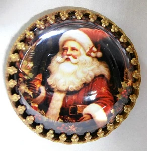 1 Czech Crystal Glass/Brass XMAS Butt. #P154-RARE ANTIQ. Components SIGNED-LARGE - Picture 1 of 4