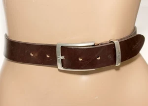 DAVID Florence Brown Leather Belt Silver Buckle & Loop- SIZE 36 Made in Italy - Picture 1 of 9