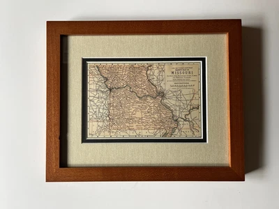 1898 MISSOURI State Map by Matthews-Northrup, Framed & Dbl Matted SEE DESCRIP - Image 1 of 4