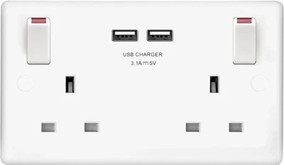 BG Electrical Five Pack 922u3 Double Switched 13A sockets / twin USB Fast Charge - Image 1 of 3