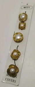 Juego de 5 fundas de botones vintage Witt victorianas tono dorado imitación perlas camafeo - Imagen 1 de 5