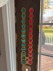 Antique Elevator Button Board Brass Colored Glass Red & Green Art Deco - Foto 1 di 6