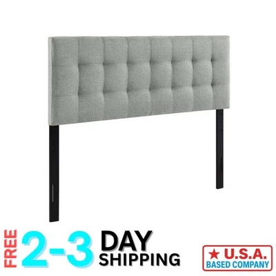 Cabecero completo de tela de lino acolchado Lily en gris - Elegancia de altura ajustable Foto 1 de 4